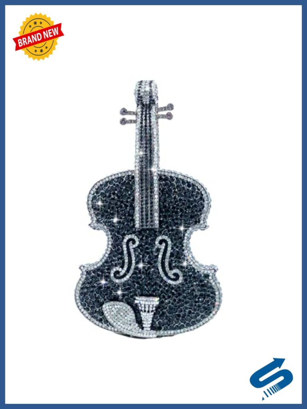 Violin Crystal Clutch Mini Cubic Zirconia Evening Bag Wedding Party Purse
